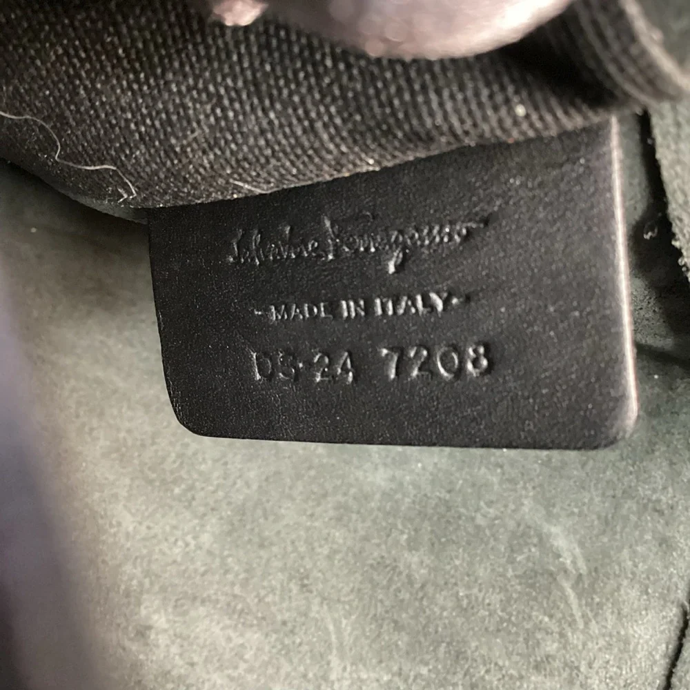 Salvatore Ferragamo Black Embossed Leather Shoulder Bag